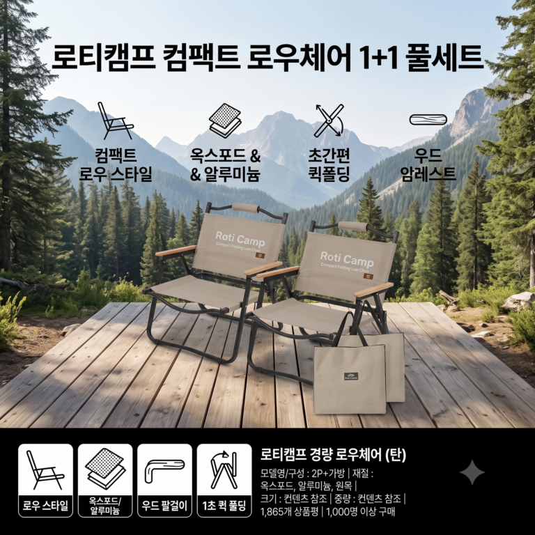 로티캠프 경량 로우 캠핑 의자 2p 전용가방 세트 우드암레스트 폴딩체어