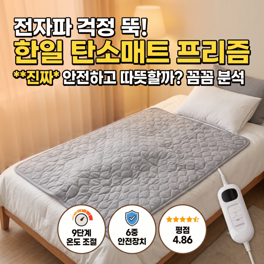 한일의료기 탄소매트 싱글 침대 바닥 캠핑용 전기장판 프리즘 전자파 NO 제품 이미지